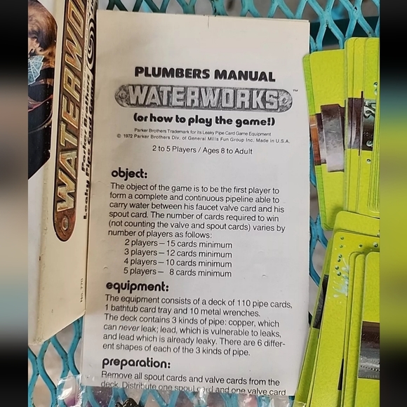 Vintage 1972 Water Works Parker Brothers Leaky Pipe Card Game - Picture 3 of 8